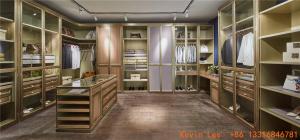 China Villa house wardrobe closet in light luxury design Built-in cabinets for cloth and jewelry display wood working counters on sale