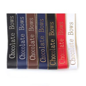 Gold Edges Brown Wire Sublimation Grosgrain Roll Print Ribbon