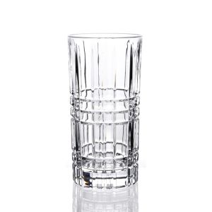 China Machine Pressed Lead Free Crystal Glass Highball Tumblers 348ml on sale