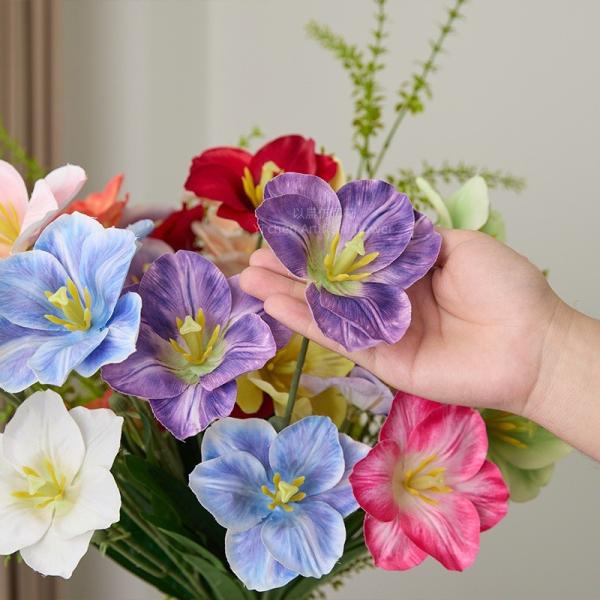 Simulation tulip purple simulation flower high-end sense realistic cross-border wholesale tulip imitation real and fake flower artificial flower
