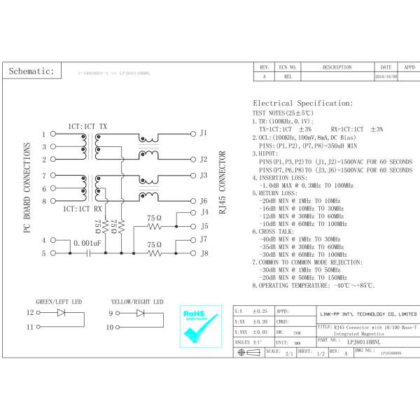 1-1840801-1 Magnetic RJ45 Jack LPJ6011BBNL Hardened Unmanaged Ethernet Switch