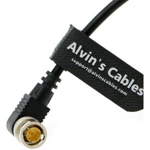 Black Magic BNC Male RG179 Coiled Cable for BMCC Video Camera Straight To Right