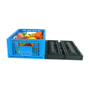 EURO Agricultural Attached Lid Collapsible Plastic Baskets & Folding Vented