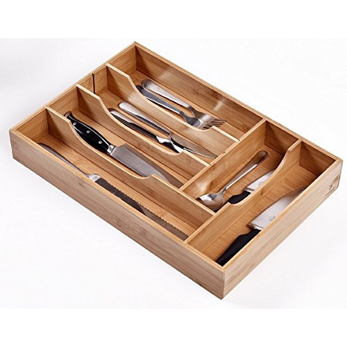 Quality Stackable Bamboo Cutlery Tray Drawer Organizers With Absorb Less Liquid for sale