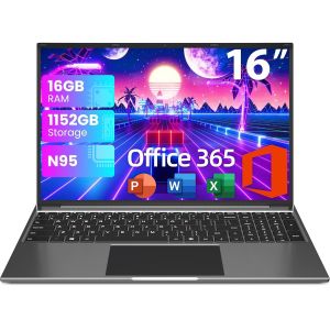 16GB RAM 1152GB Storage 16 Inch Laptop Computer FHD Display N95 CPU 38WH Battery