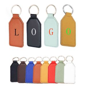 Double Sided Pu Leather Keychain Printing Engraved Name Keyring