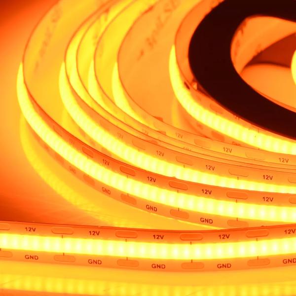 Flexible Yellow Color DC24V DC12V LED COB Strip Light Customize Logo