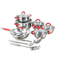 Kitchenware cooking set 15pcs stainless steel cookware set with tools