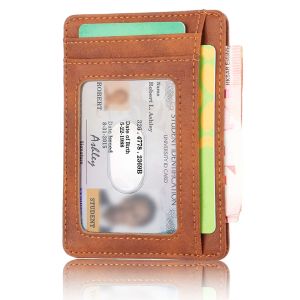2024 Mens Pu Leather Credit Card Holder Rfid Blocking Wallet Slim Card Holder