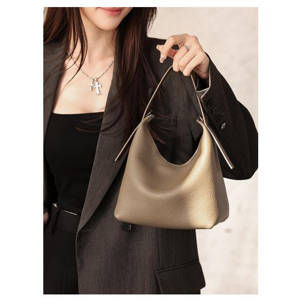All Seasons Genuine Leather Large Lady Messenger Bag Lichee Pattern Soft Shoulder Bag