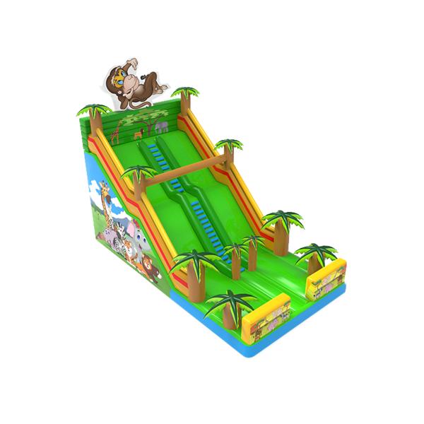 Quality Forest Animals Inflatable Monkey Slide With Palm Trees for sale