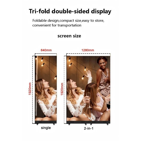 P2 Tri Fold Poster Led display Foldable led Screen Double Sided led dispaly