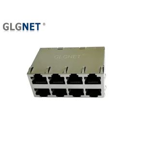 LED Ethernet Stacked RJ45 Connectors Multiple Port 41.40x59.19x25.27mm Size