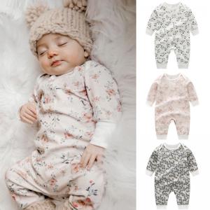 Wholesale Stock Organic Cotton Baby Long Sleeve Romper Wholesale Newborn Baby Clothes Infant Bodysuit With Printing from china suppliers