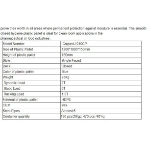 Light weight one time plastic pallets for transport and storage, Heavy duty