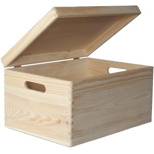 Wholesale Large Wooden Box Storage Chest Wood Unpainted Keepsake Box with Lid and Handles to Decorate with Documents, Toy, Valuables &amp;Tool from china suppliers