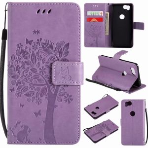 Pixel2 Wallet Flip Leather Case Cover with Lucky Tree Embossed