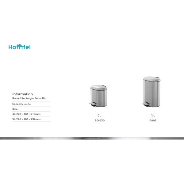 Rectangular Soft Close Pedal Bin with ANTI-FINGERPRINT Function and Durable Stainless Steel Material rounded rectangle trash can