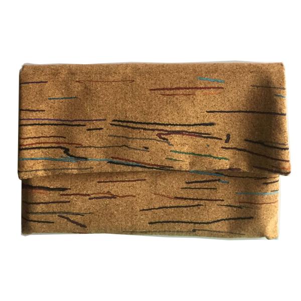 Colored Lines Style Cork clutch 6.7''x4.5'' with button closure, customized