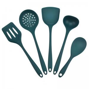 Wholesale Wholesale Food Grade Soft Green Heat-Resistant Tableware Non Stick Pot Kitchen Stir Fry Spatula Leaking Spoon 5piece Set from china suppliers