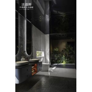 Matte Finish Stainless Steel Bathroom Sink Vanity Cabinet With Blue Gray And Red