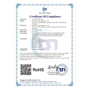 Guangzhou LiRo Lighting Co., Ltd. Certifications