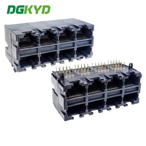 RJ45 multi port all plastic connector 2X4 8P8C stacked socket DGKYD59212488IWA1D