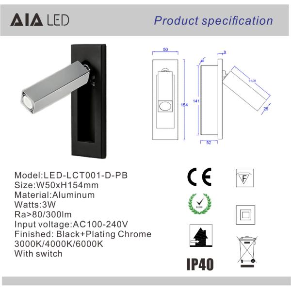 hotel led adjustable bed reading wall light/bedside wall reading light/led headboard wall light