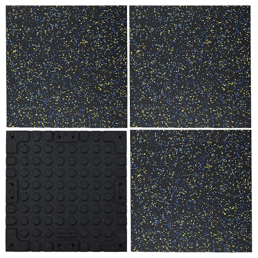 Quality High-Density EPDM Rubber Gym Flooring Tiles with 60-70 ShoreA Hardness and 1.0g/cm³ Density in 500*500mm Size for sale