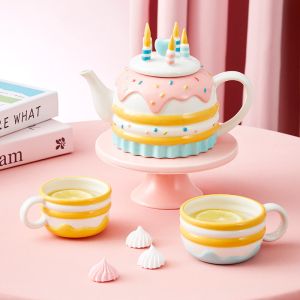 Ceramic Teapots Set For Daily Use With Safety Design As Bithday Gift Decoration