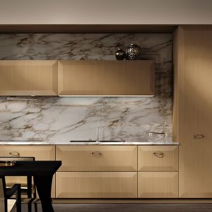 Customized Veneer Color Modern Design Modular Solid Wood Kitchen Cabinets