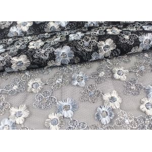 China Floral Design Embroidered Tulle Lace Fabric For Bridal Wedding Dresses on sale