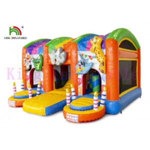 Colorful Jungle Wild Animal PVC Inflatable Jumping Castle With Slide For Kids
