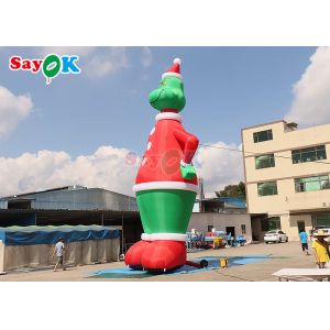 32.8FT Gemmy Christmas Airblown Inflatable Grinch With Santa Hat