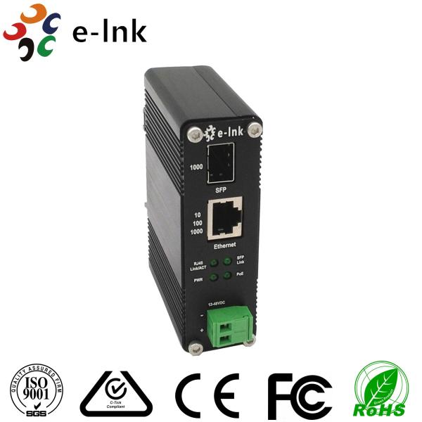 10/100/1000Base-T to 1000Base-X SFP PoE Media Converter with PoE Reset Function