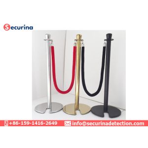 Portable Queue Rope Crowd Control Barrier Poles Stand Stainless Steel For Hotel
