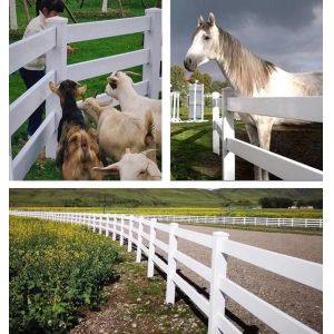 Sustainable White Vinyl Horse Fencing 3 Rails Design
