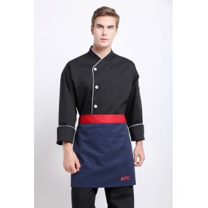 Twill 2/1 Polyester 65% Cotton 35% Winkle-free Black Half Apron Chef Wear