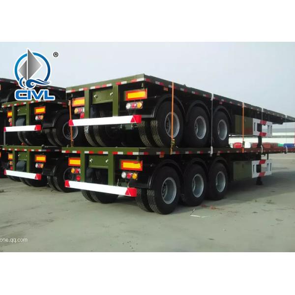 3 Axle Flatbed Semi Trailer With 28T Single Speed Leg And Guangdong Fuwa Brand Axles Demission Is 12400X2450X1280mm