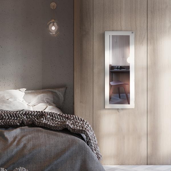 MDF Wood Wall Hung Mirror Cabinet Folding Build In Ironing Boards Inside