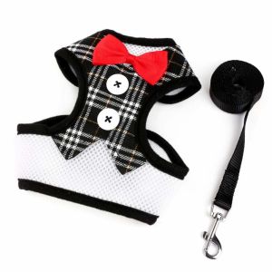 Bow Knot Bowtie Dog Harness Cat Vest Adjustable Breathable Mesh Escape Proof