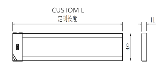 A4A16 Under Cabinet Light, Aluminum+PC, 300-3000(L)x40(W)x11mm(H), Ra>90, DC12V/24V, 15W/M, SMD2835/168PCS/M*2