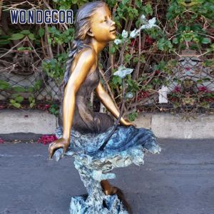 Wholesale Customized Garden Decoration Life Size Bronze Statue Of A Girl Sitting On Waves from china suppliers