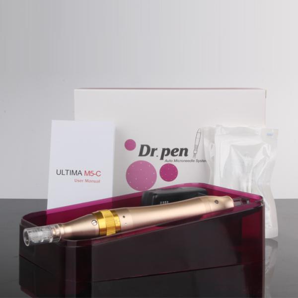 Wireless Hand Micro Needling Dermapen Silver 12 Needles Gold Body