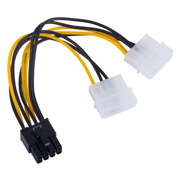 Quality 12V Video Card Power Cord Y Shape 8 Pin PCI Express To Dual 4 Pin Molex Graphics Card Power Cable for sale