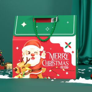 Custom Luxury Christmas Gift Box Packaging With Handle 157g Art Paper 1000g