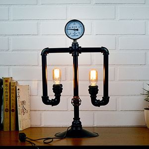 Industrial loft table light iron water pipe table lamp robot decoration steam