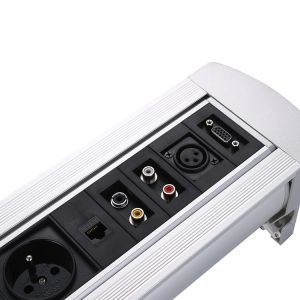 Aluminum Recessed Outlet Strip Extension Meeting Table Power Socket With