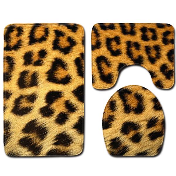 Waterproof Toilet Seat Cushion Bath Rug Set Fish Scale Leopard Print