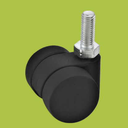 thread stem casters double wheels,pure black caster 30mm
